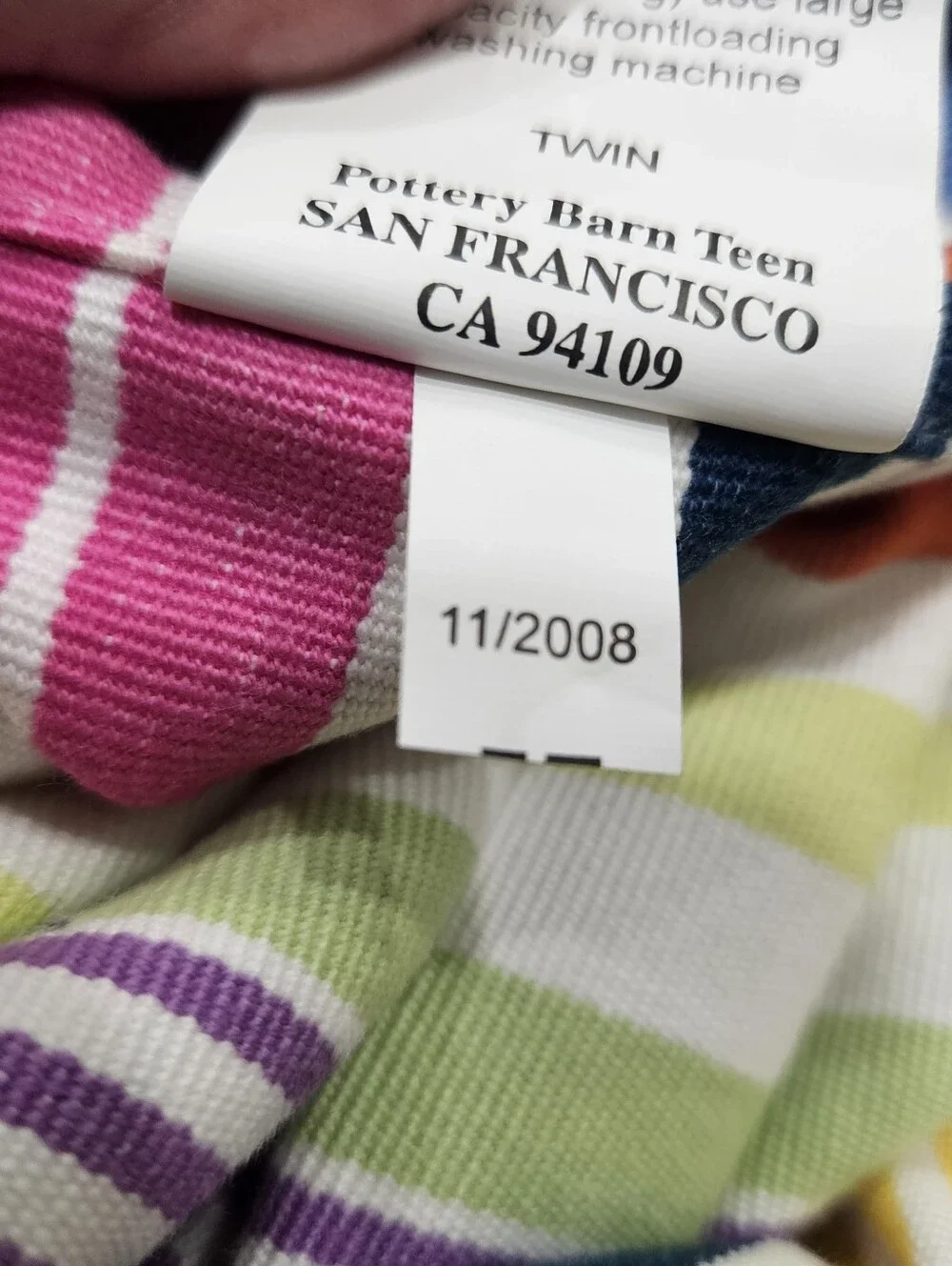 Pottery Barn Teen Saylor Stripe TWIN DUVET Thick Organic Cotton Multicolor DORM